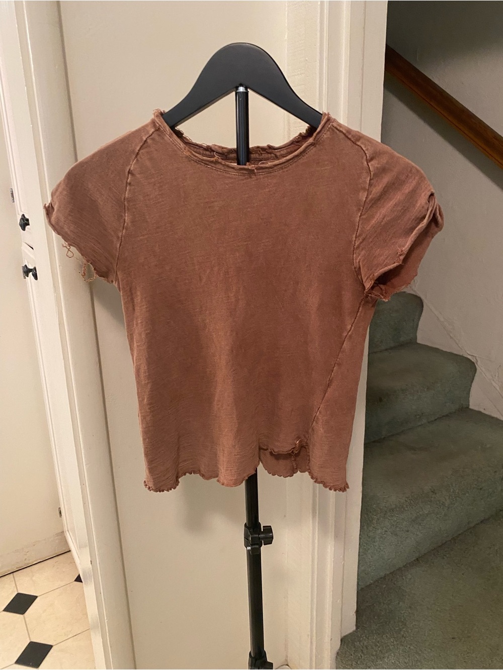 We The Free Distressed Short Sleeve Tee - Brown XS/S